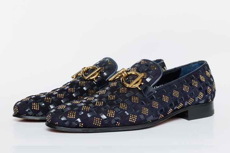 The Vicino Shoe Navy Blue Bit Dress Loafer