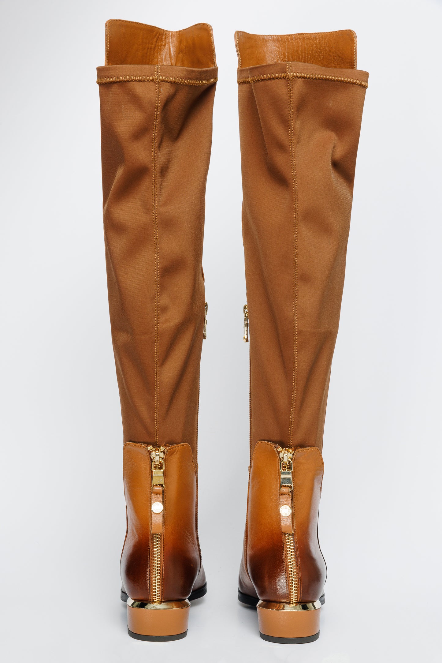 حذاء Fairoks Tan Leather بطول الركبة للنساء