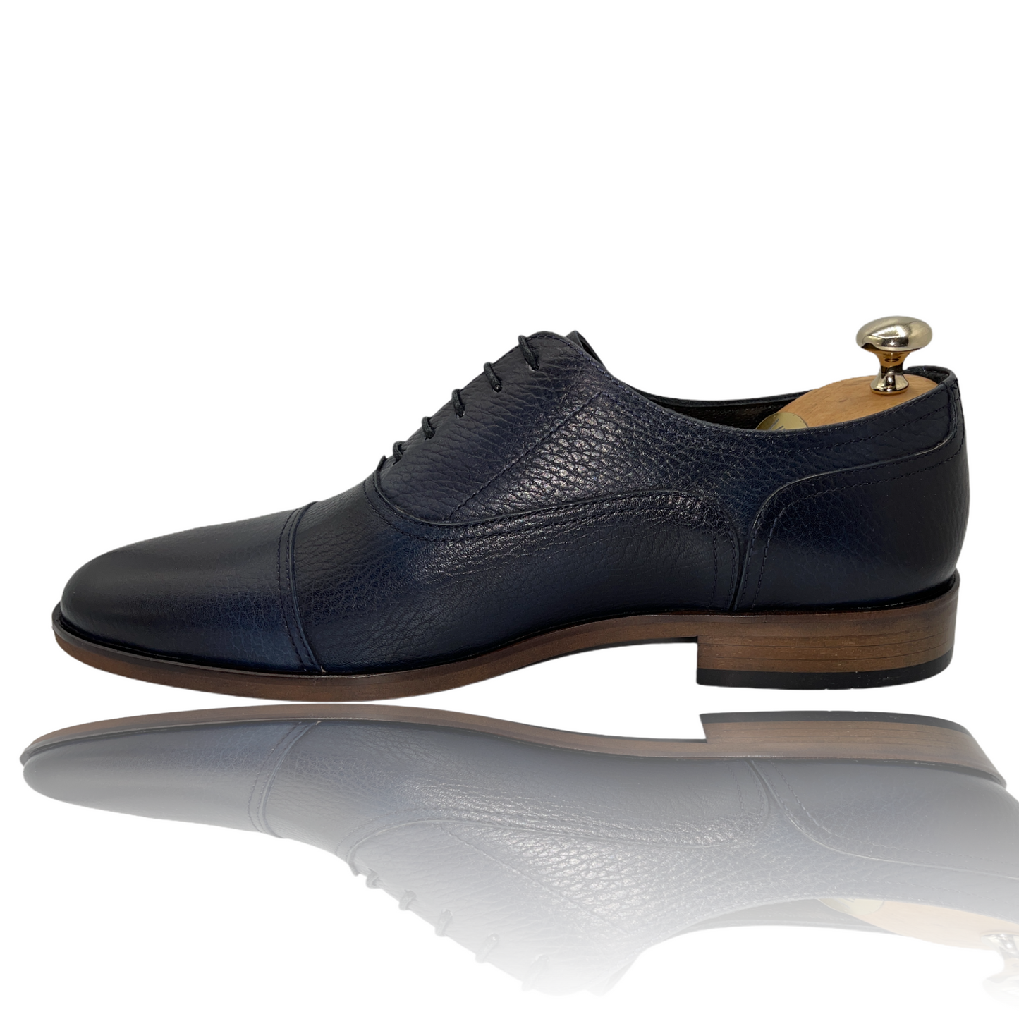 The Largo Dark Blue Leather Cap Toe Oxford Shoe Final Sale!