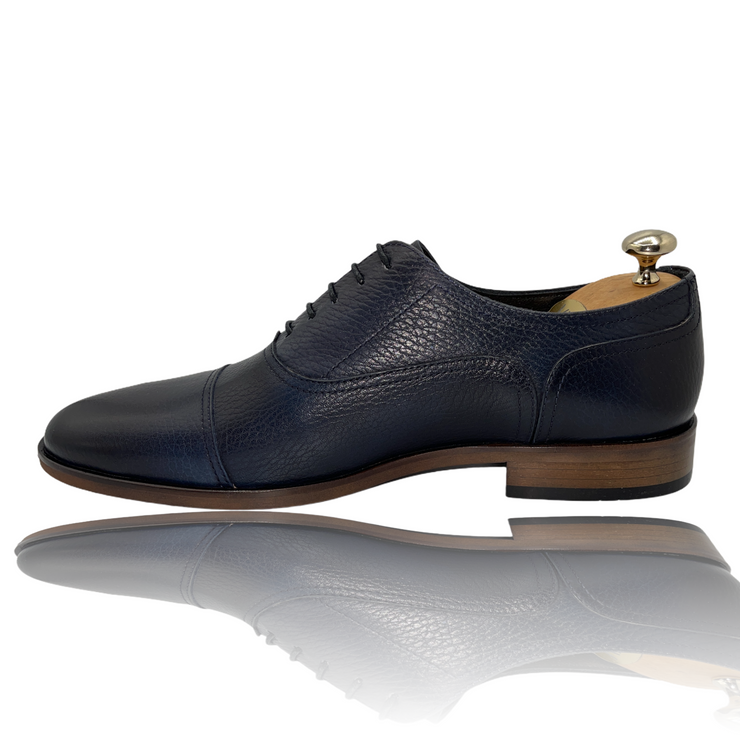 The Largo Dark Blue Leather Cap Toe Oxford Shoe Final Sale! – Vinci ...