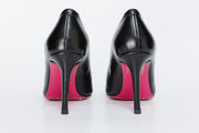 The Ege Black Leather Pump Fuchsia Sole