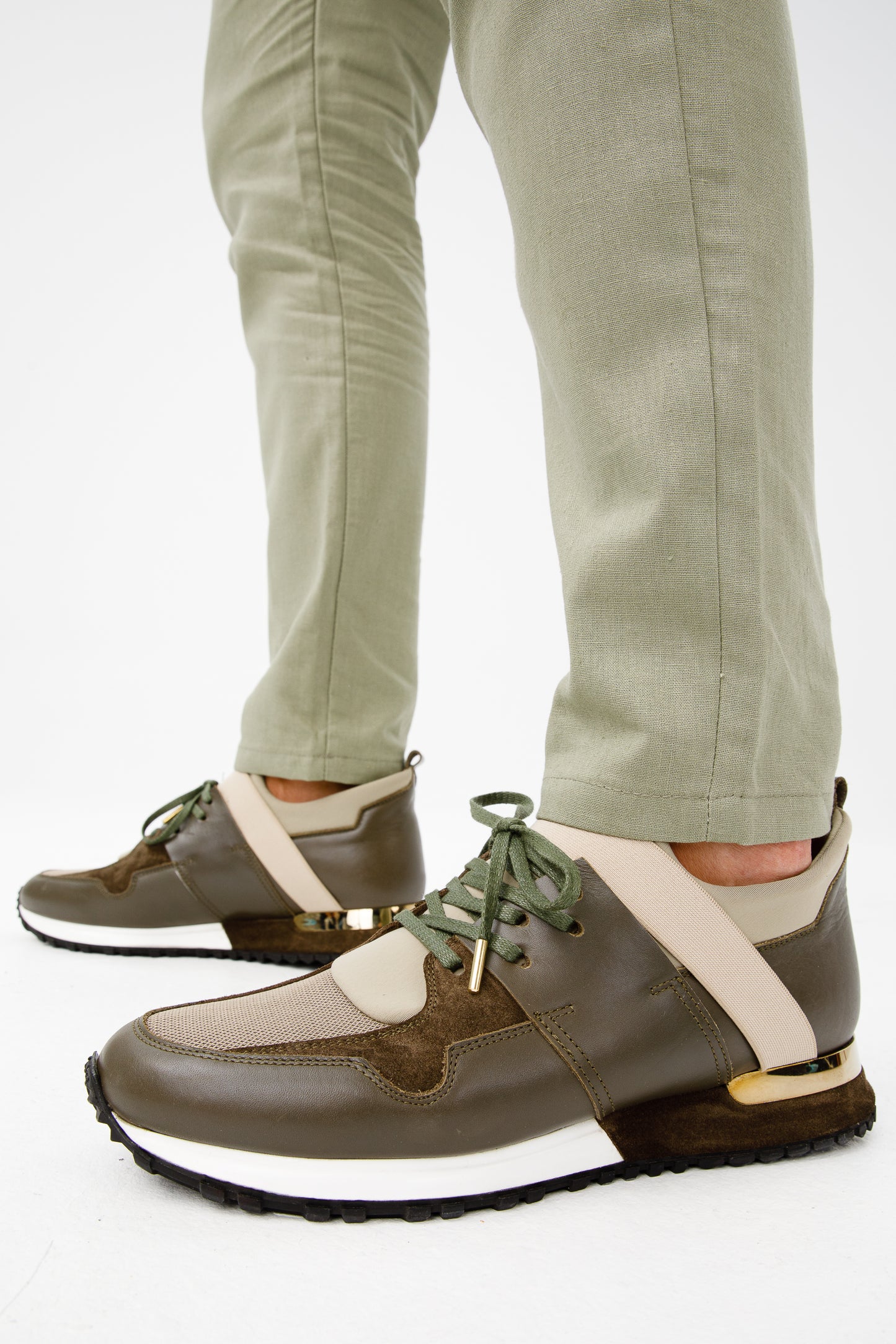 Zapatillas de cuero verde Reno para hombre ¡Venta final!