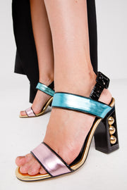 The Pericos Multicolor Metallic Effect Leather Sandal