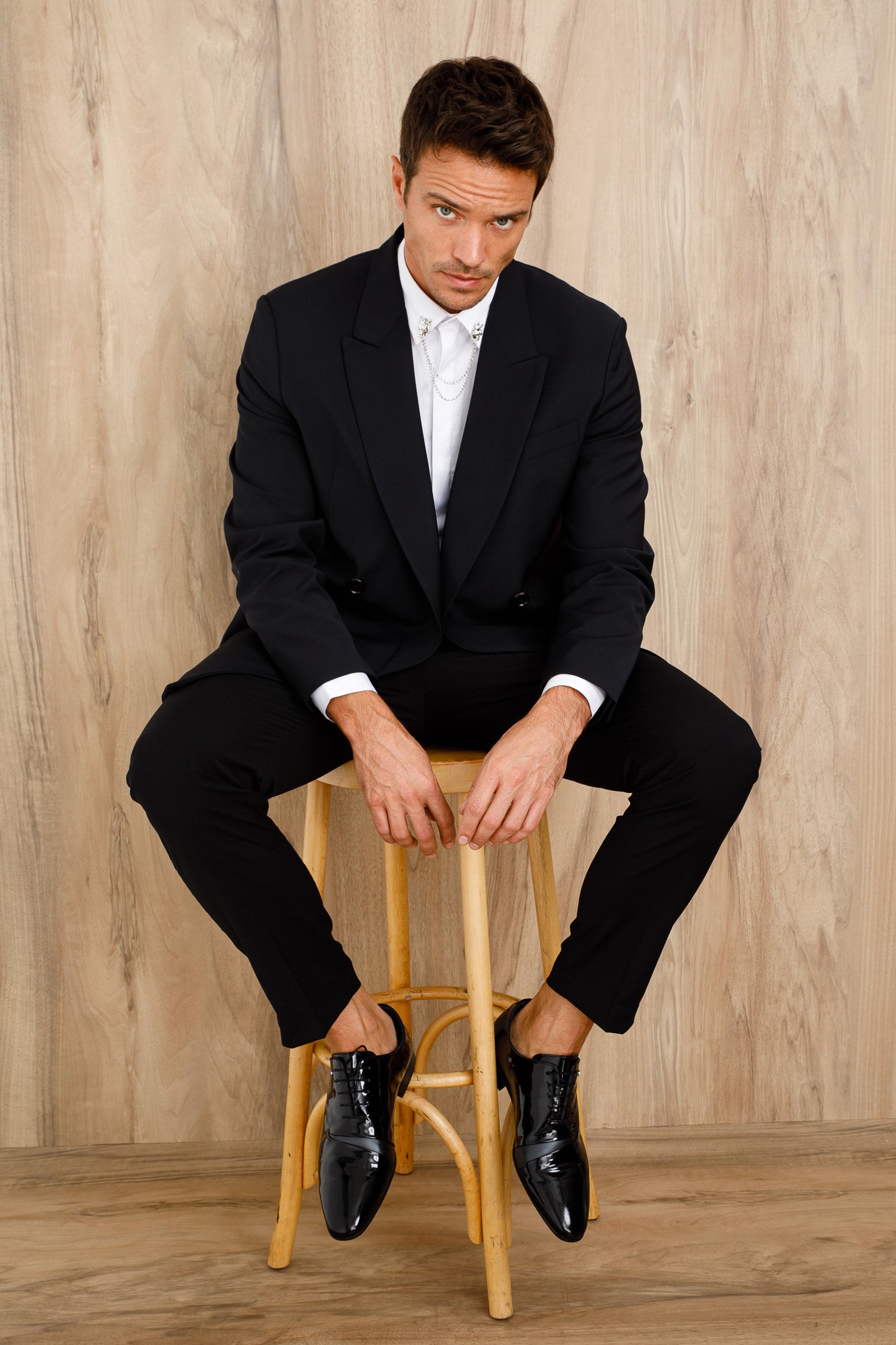 Los zapatos Oxford para hombre de punta lisa de charol negro de París ¡Venta final!