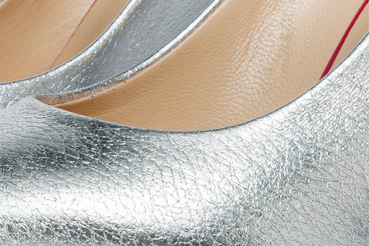 The Ege Silver Leather Pump Fuchsia Sole