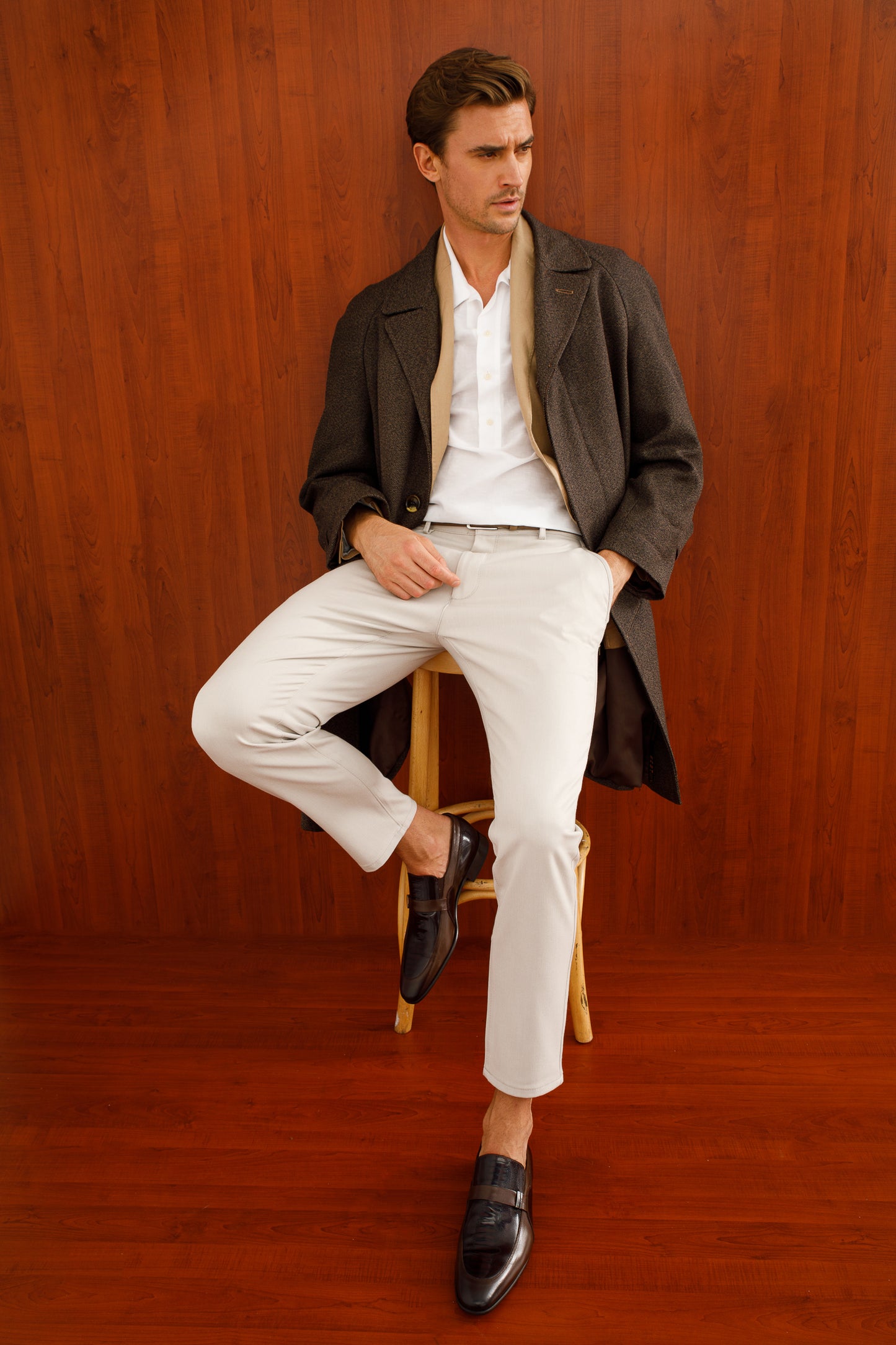 Mocasín de piel marrón Kazablanka para hombre