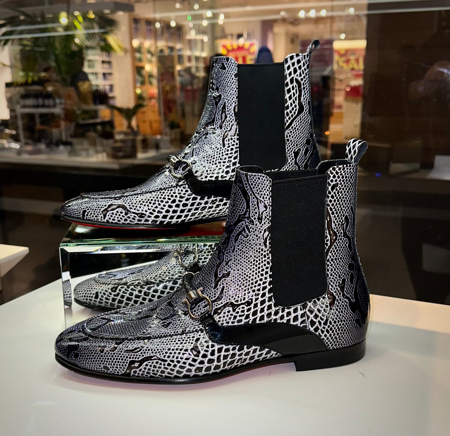 The Milano Black & White Leather Chelsea Dress Men Boot Final Sale!
