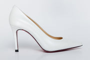 The Ege White Leather Pump Fuchsia Sole