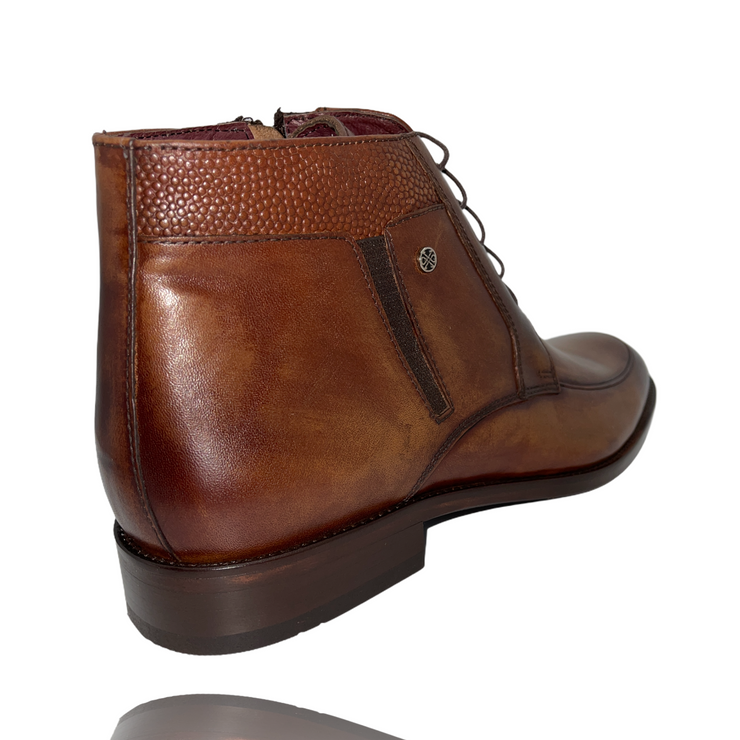 The Madras Leather Dress Lace Up Boot with a Zipper