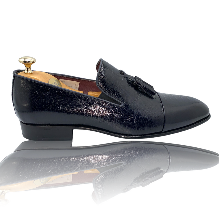 The Washington Dark Blue Leather Tassel Loafer