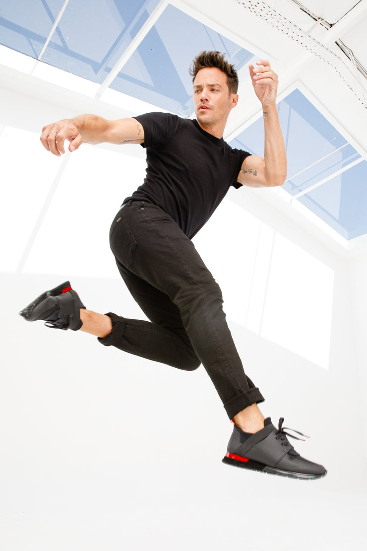 The Reno Black & Red Leather Sneaker