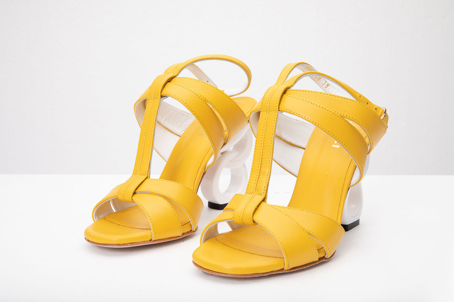 The Duffryn Yellow T-Strap Leather Women Sandal