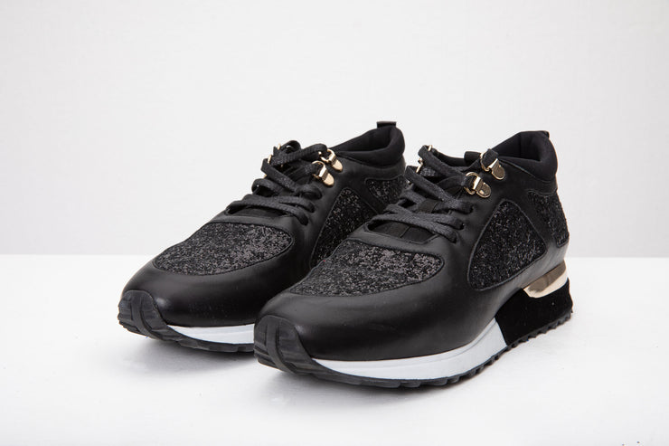 The Sultan Black Glitter Leather Sneaker