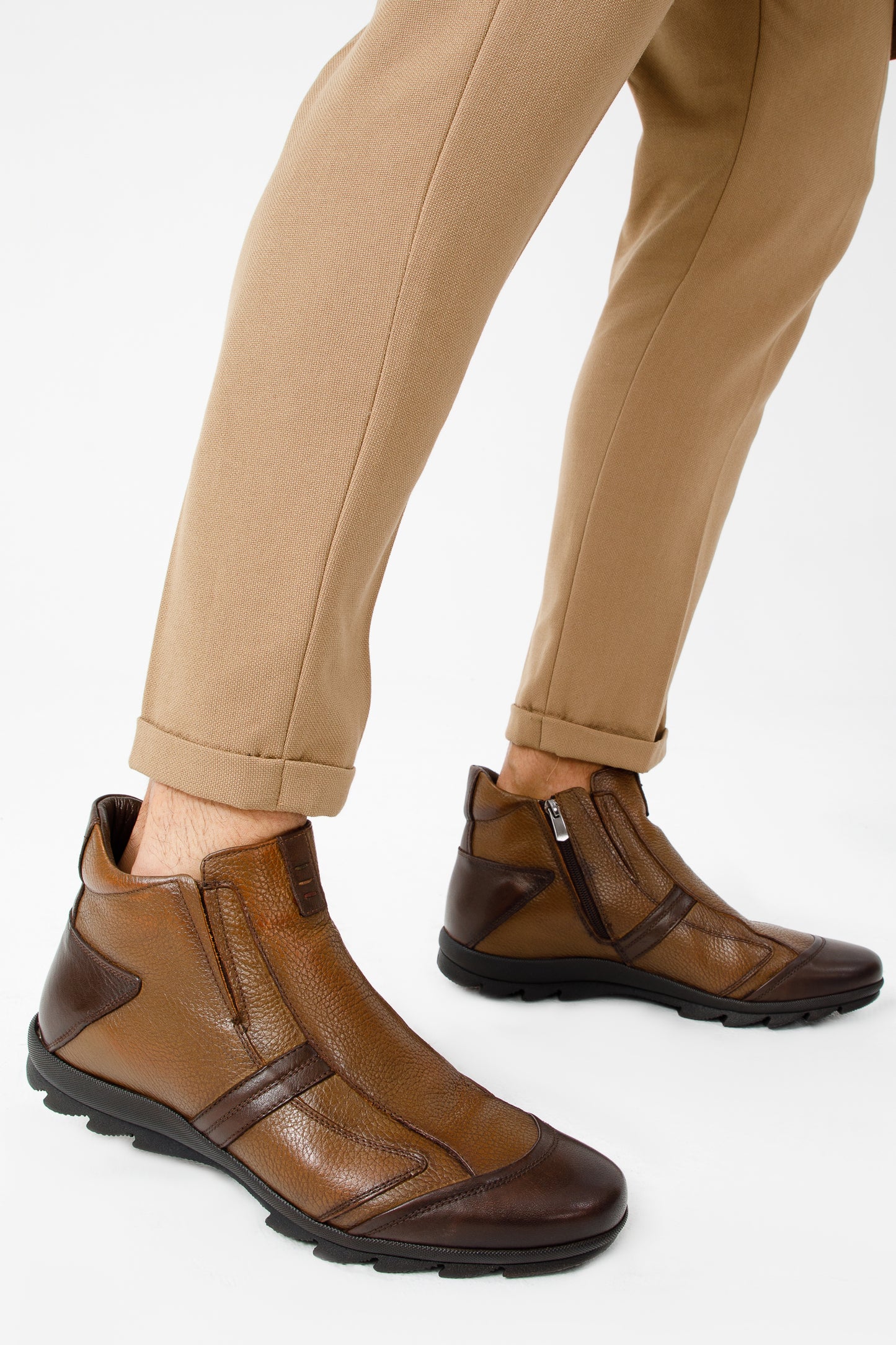 The Montreal Brown Leather Casual Zip-Up Ankle Men Boot