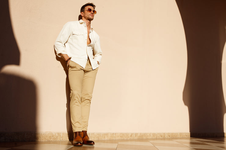 The Romto Tan Leather Derby Lace-Up Boot With a Zipper