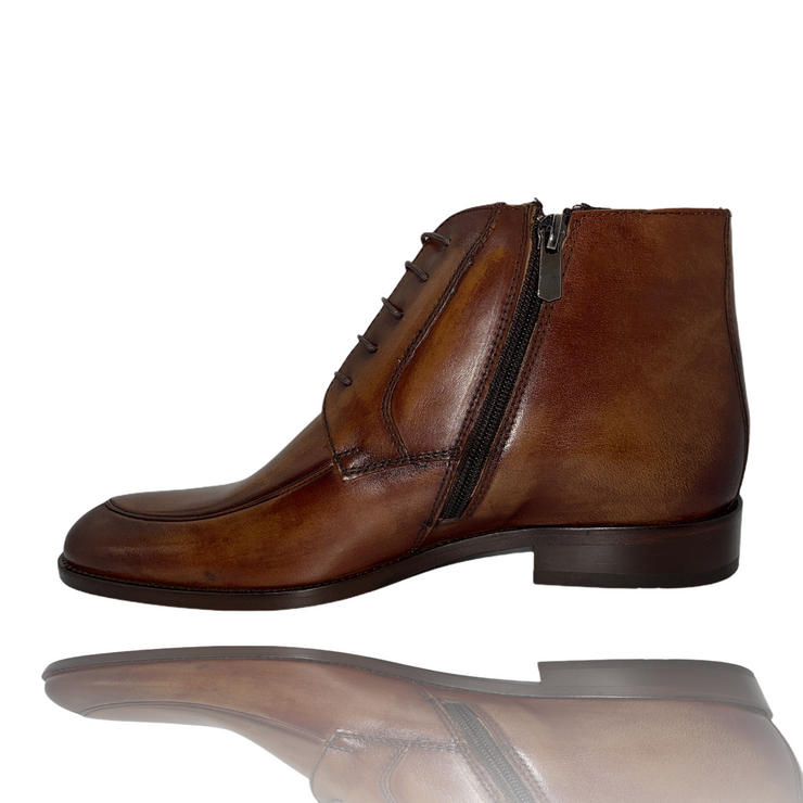 The Madras Leather Dress Lace Up Boot with a Zipper