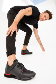 The Reno Black & Red Leather Sneaker