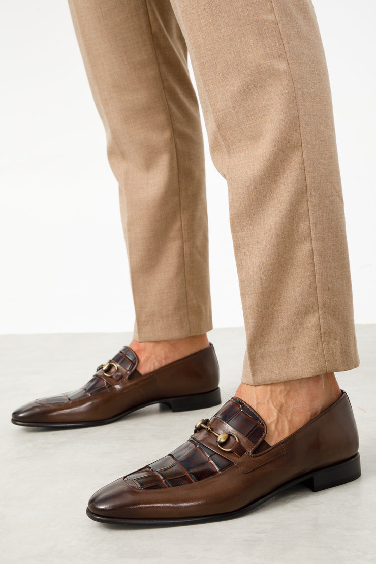 The Pusan Brown Leather Bit Loafer Shoe