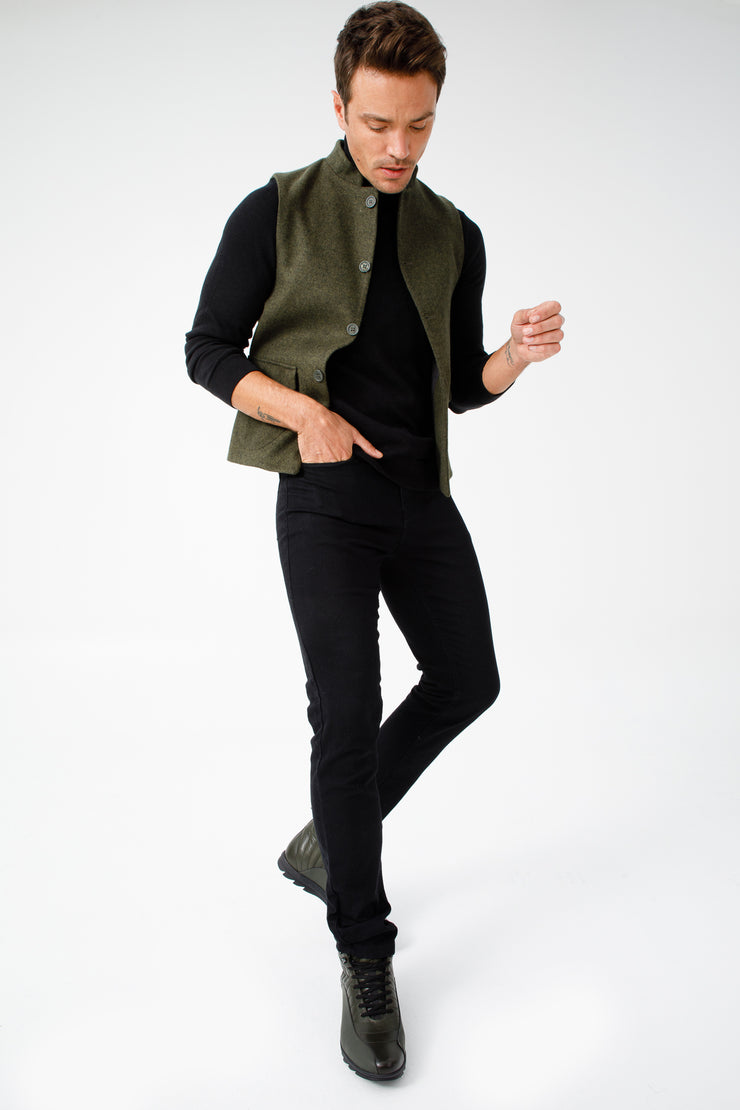 The Riga Green Suede Leather Casual Lace-Up Boot with a Zipper