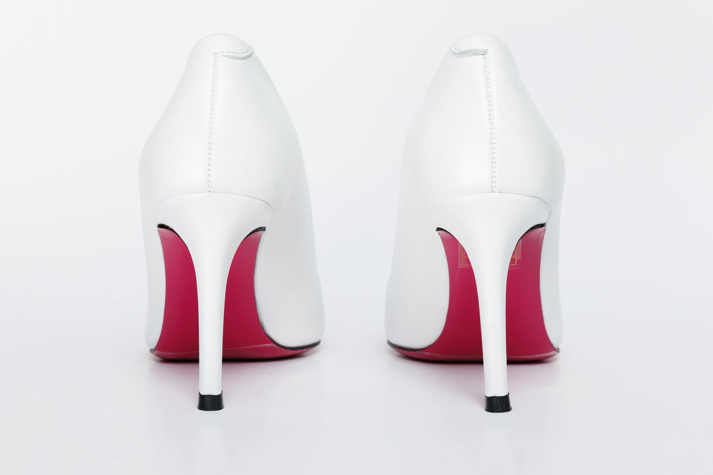 The Ege White Leather Pump Fuchsia Sole Women Shoe