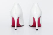 The Ege White Leather Pump Fuchsia Sole
