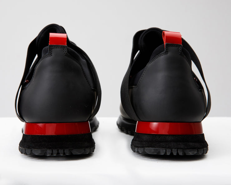 The Reno Black & Red Leather Sneaker
