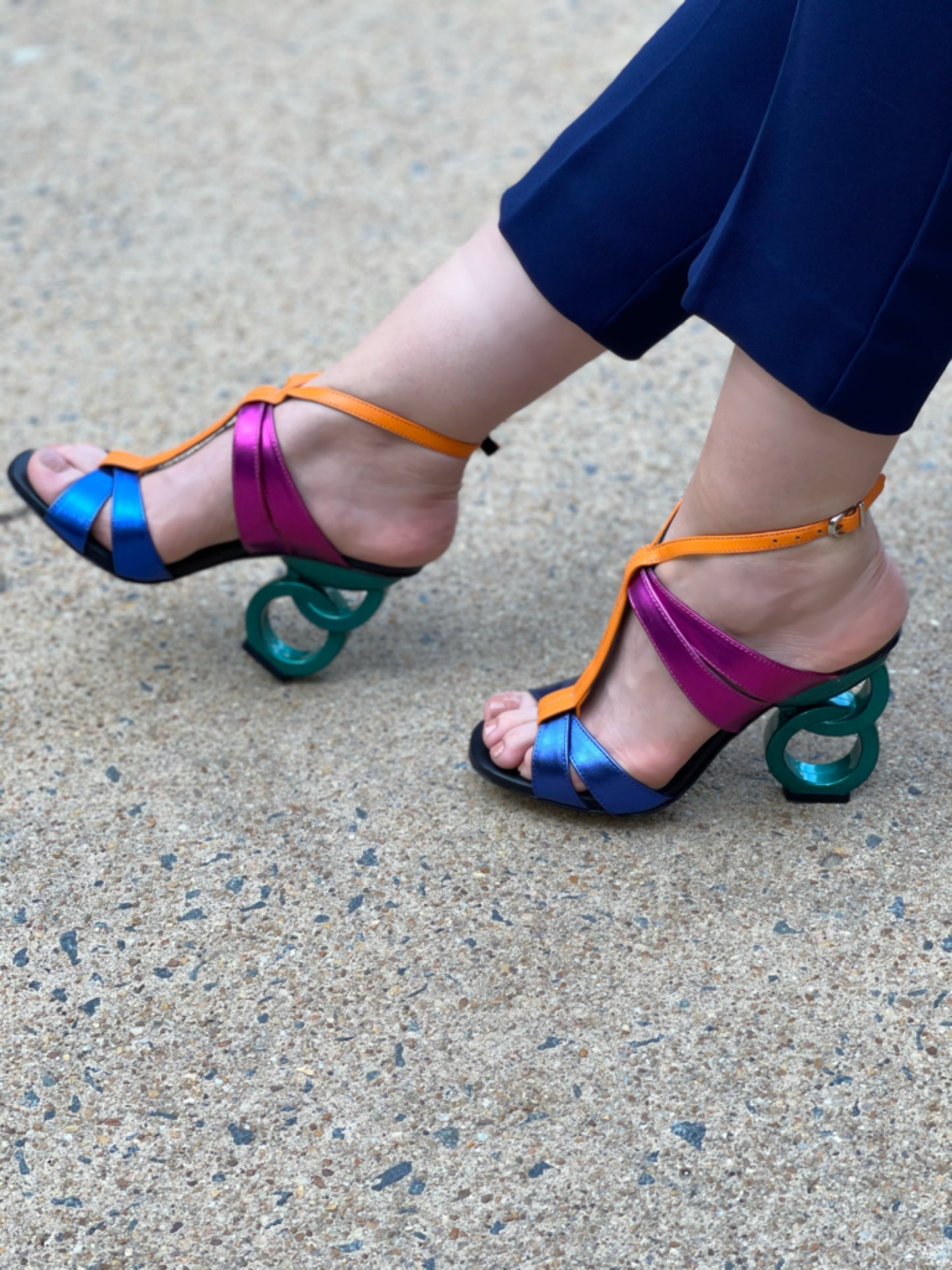 The Duffryn Multicolor T-Strap Leather Women Sandal