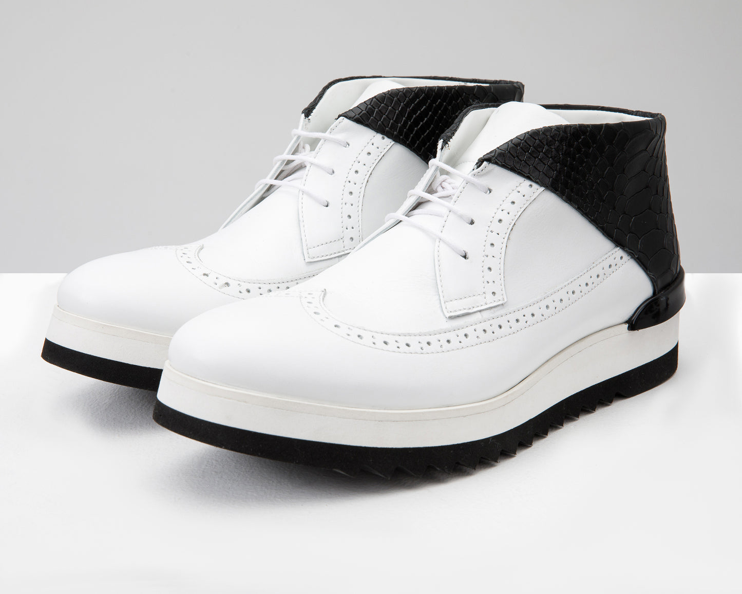 The Kagan White Wingtip Chukka Men Sneaker Boot