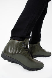 The Merter Green Leather Casual Lace-Up Boot