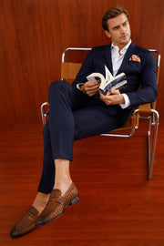 The Grand Woven Leather Tan Shoe Penny Loafer