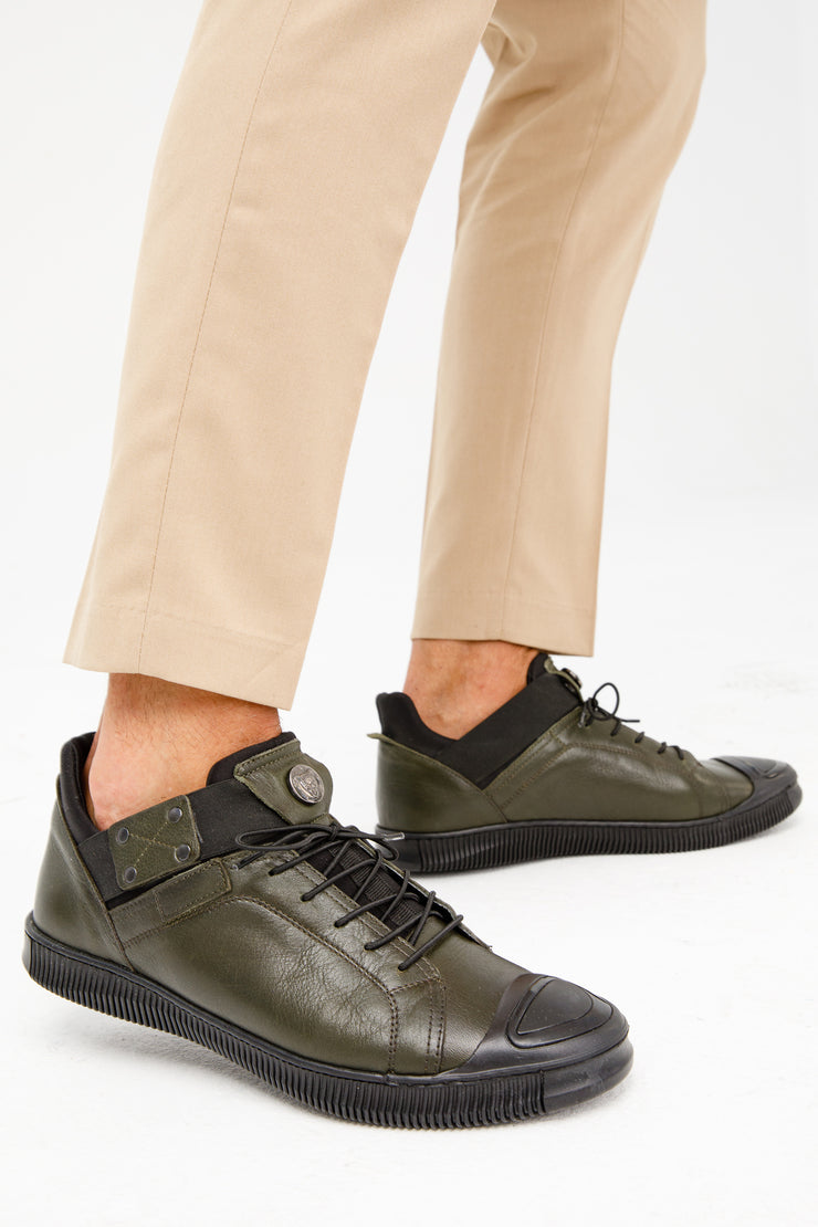 The Mumbai Green Leather Sneaker