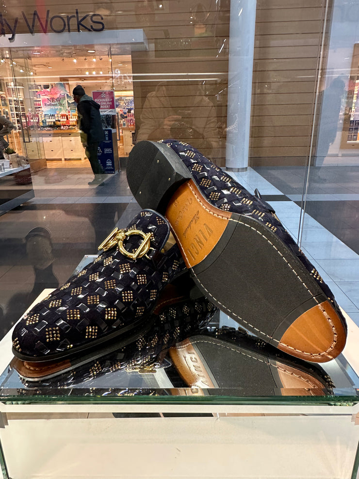 The Vicino Shoe Navy Blue Bit Dress Loafer