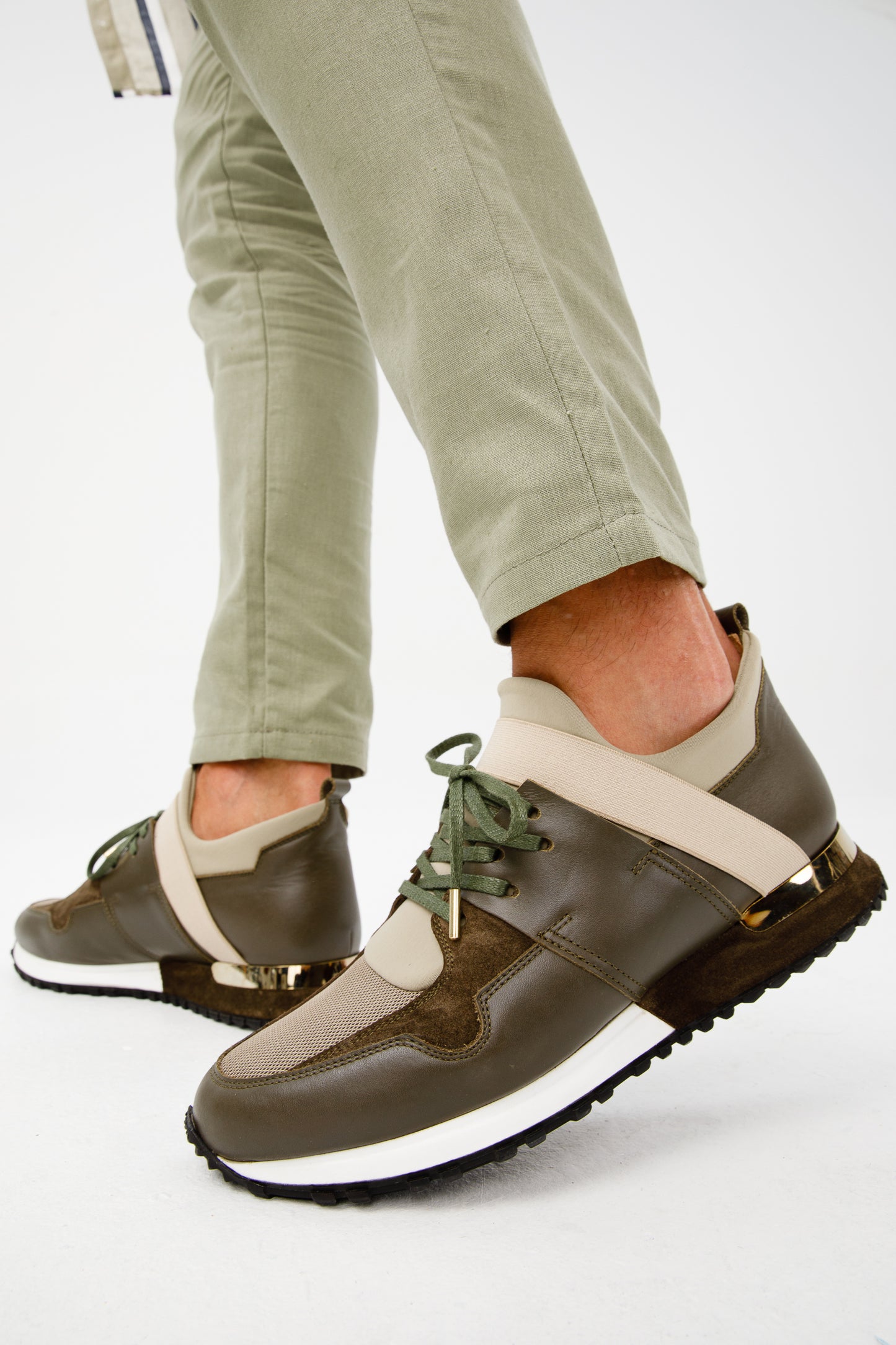 Zapatillas de cuero verde Reno para hombre ¡Venta final!
