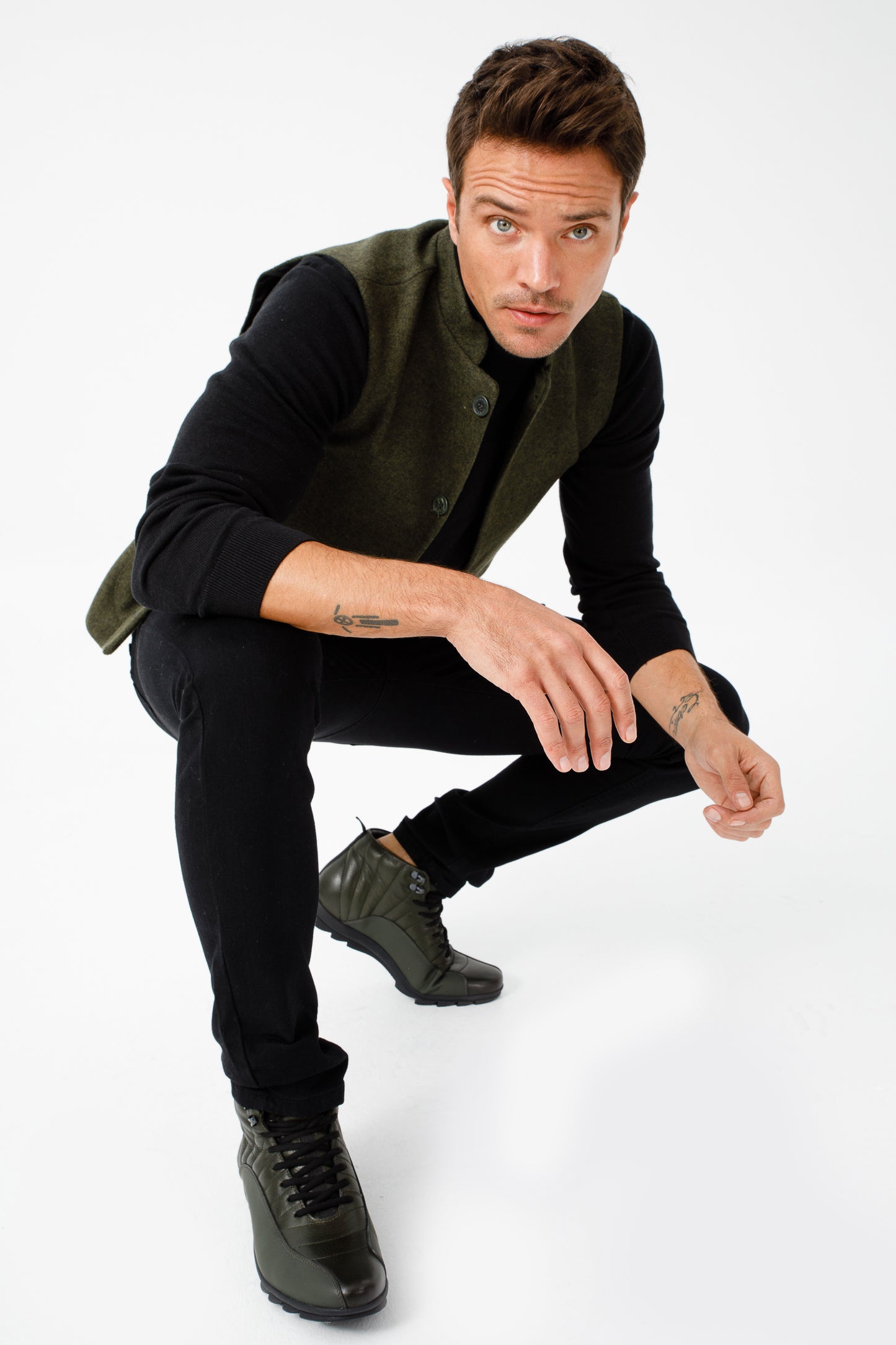 ¡La bota casual de cuero verde Merter para hombre con cordones en venta final!