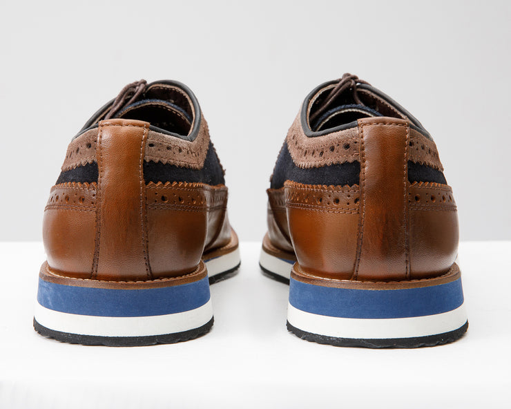 The Samako Brown Leather Wingtip Semi Brogue Derby Shoe