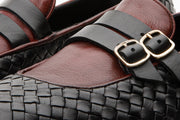 The Vatra Black Woven Double Monk Strap Shoe