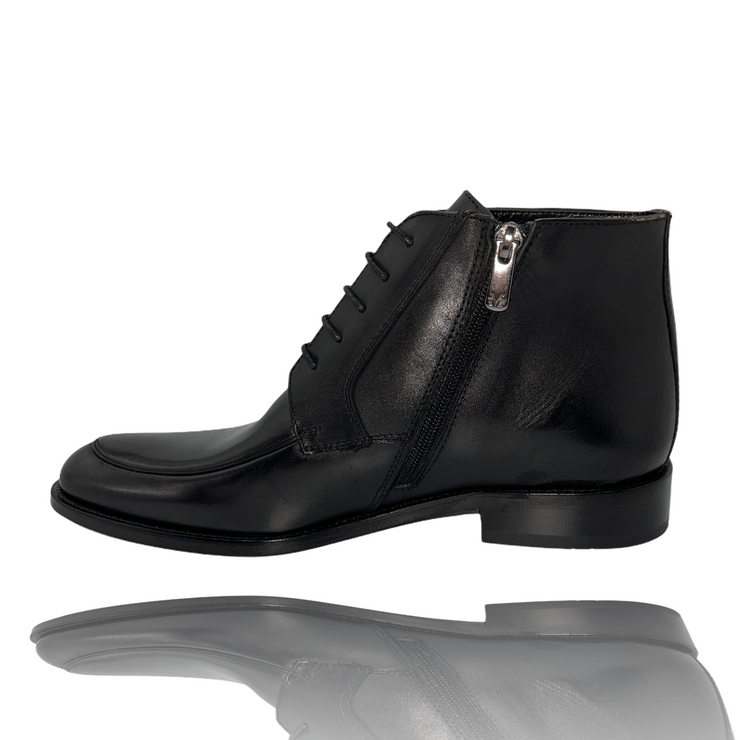 The Madras Leather Dress Lace Up Boot with a Zipper
