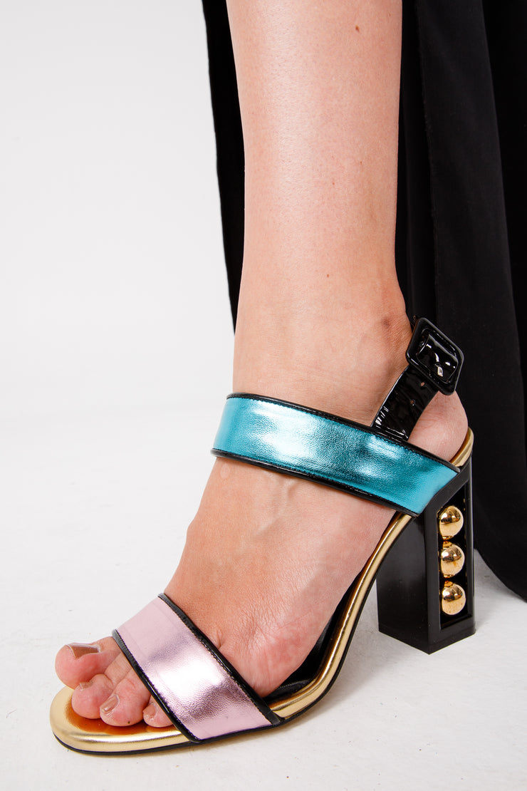 The Pericos Multicolor Metallic Effect Leather Sandal