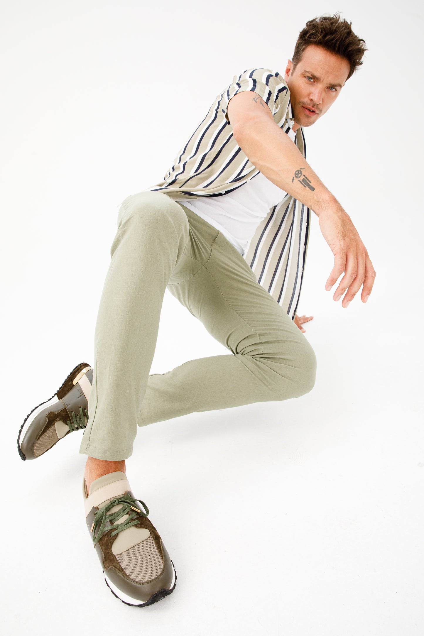 Zapatillas de cuero verde Reno para hombre ¡Venta final!
