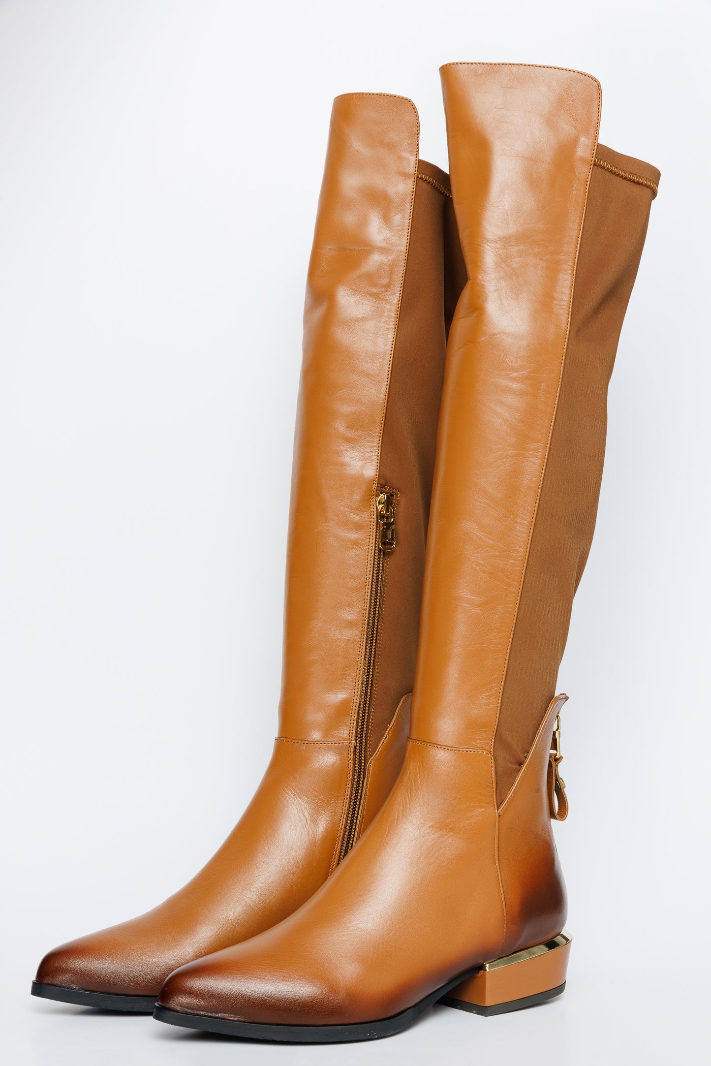 حذاء Fairoks Tan Leather بطول الركبة للنساء