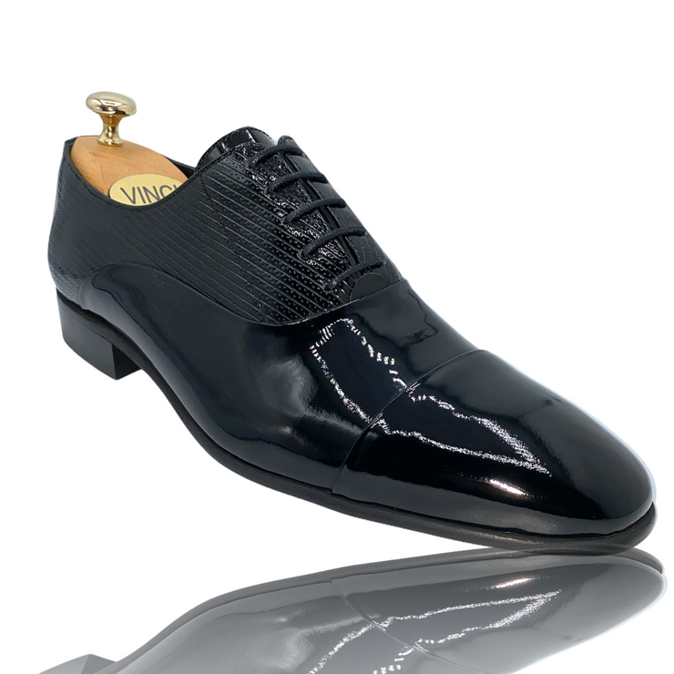 The Lima Black Patent Leather Cap Toe Oxford Shoe