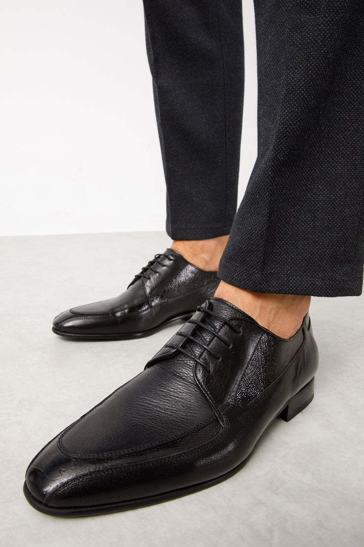 The Gardi Black Leather Derby Shoe