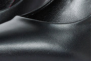The Ege Black Leather Pump Fuchsia Sole