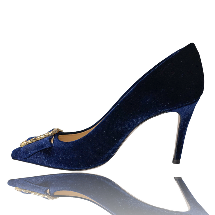 The Risca Dark Blue Leather Pump Final Sale!