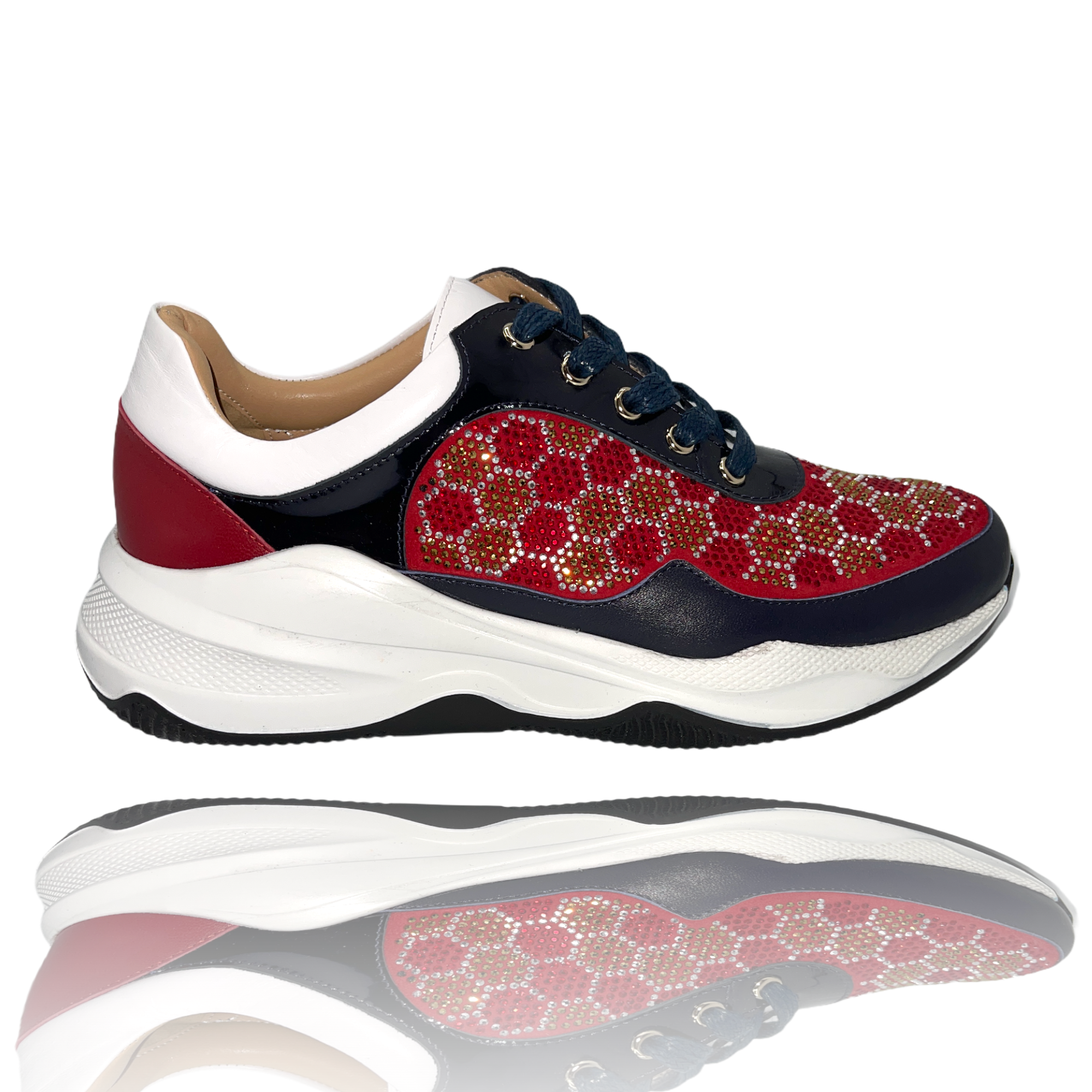 The Cesme Dark Blue & Red Glitter Sneaker Final Sale!