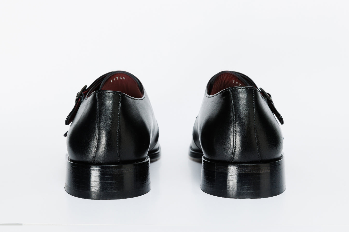 The Essen Black Leather Cap Toe Double Monk Strap Men Shoe