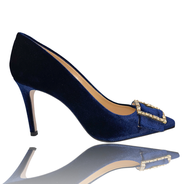 The Risca Dark Blue Leather Pump Final Sale!