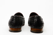 The Vatra Black Woven Double Monk Strap Shoe