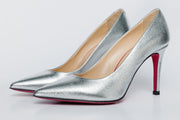 The Ege Silver Leather Pump Fuchsia Sole