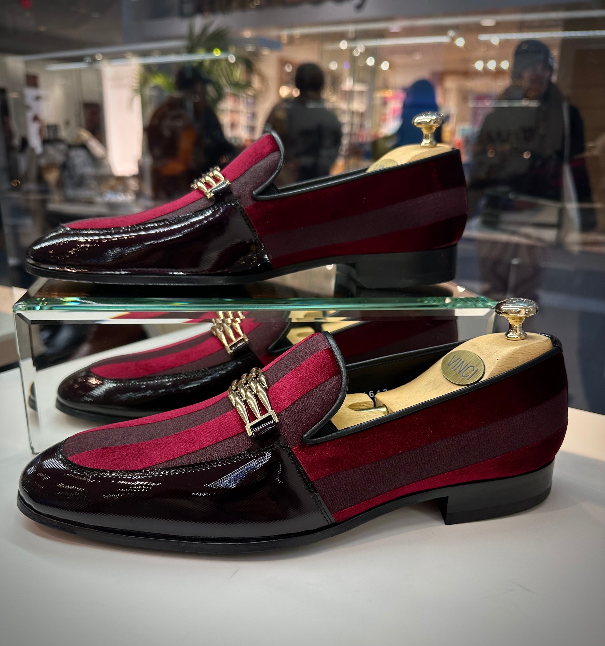 Burgundy and 2024 gold dress shoes